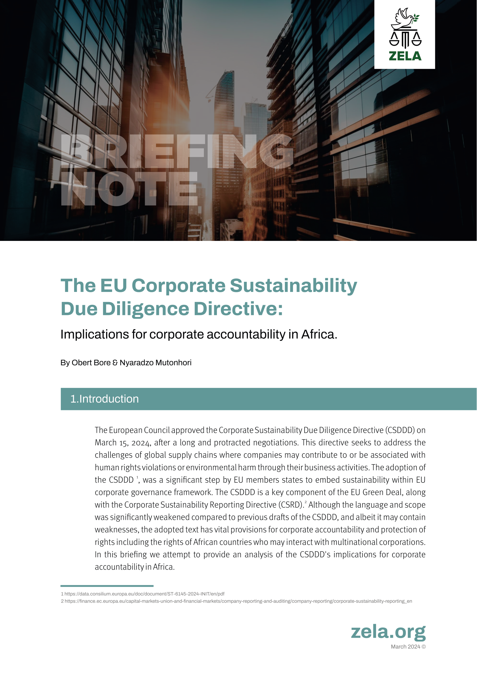 Environmental Briefing Note Examples Briefing Note: The EU Corporate Sustainability Due Diligence Directive ...